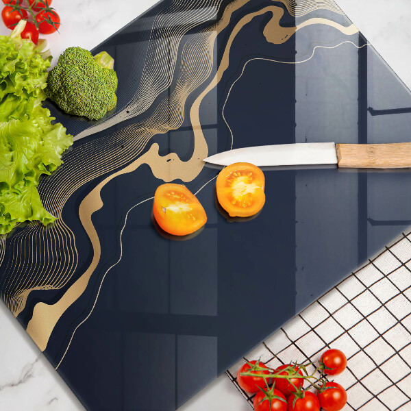 Skleněná deska do kuchyně Abstraktní zlaté čáry