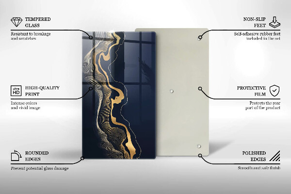 Skleněná deska do kuchyně Abstraktní zlaté čáry