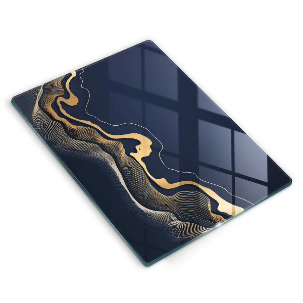 Skleněná deska do kuchyně Abstraktní zlaté čáry