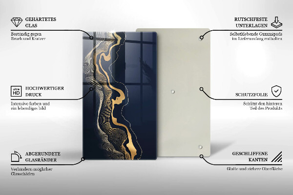 Skleněná deska do kuchyně Abstraktní zlaté čáry