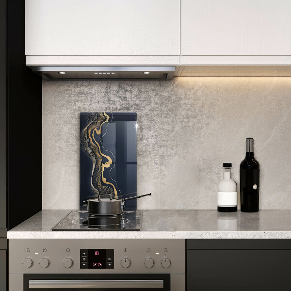 Skleněná deska do kuchyně Abstraktní zlaté čáry