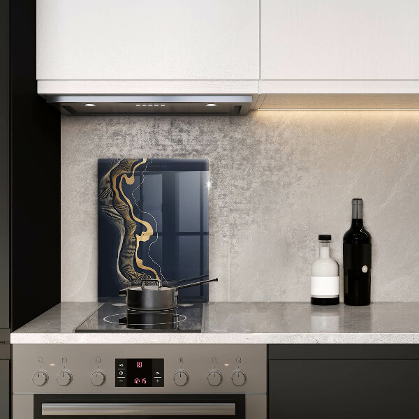 Skleněná deska do kuchyně Abstraktní zlaté čáry