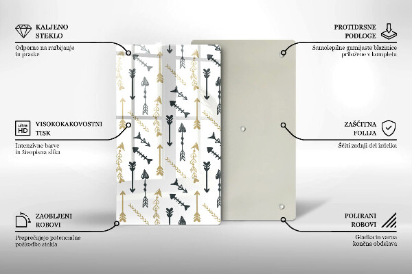 Skleněná deska do kuchyně Vzor boho šipky