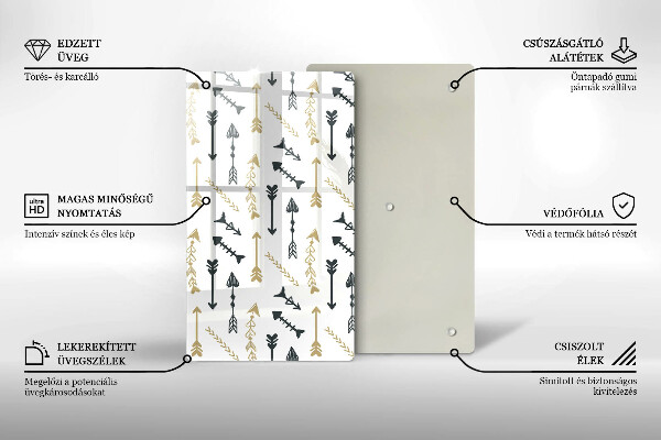 Skleněná deska do kuchyně Vzor boho šipky