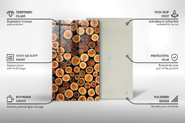 Skleněná deska do kuchyně Dřevěné pařezy