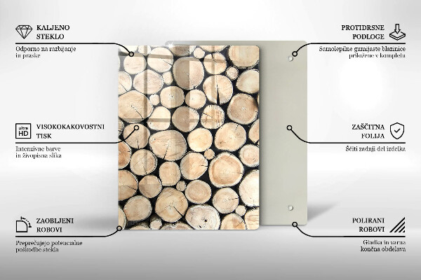 Skleněná deska do kuchyně Dřevěné pařezy