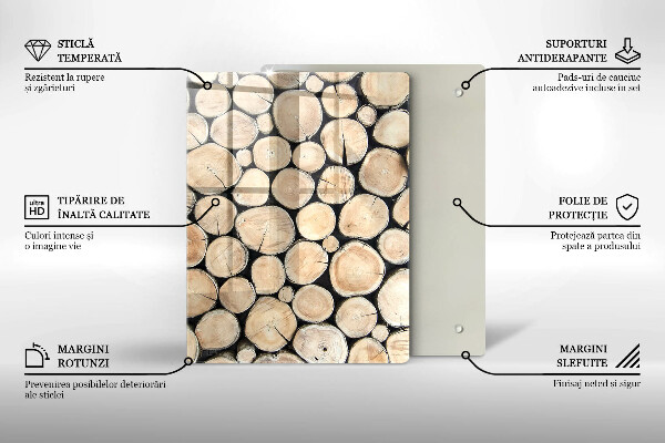 Skleněná deska do kuchyně Dřevěné pařezy