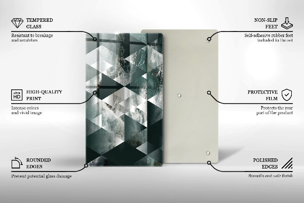 Skleněná deska do kuchyně Trojúhelníky a voda