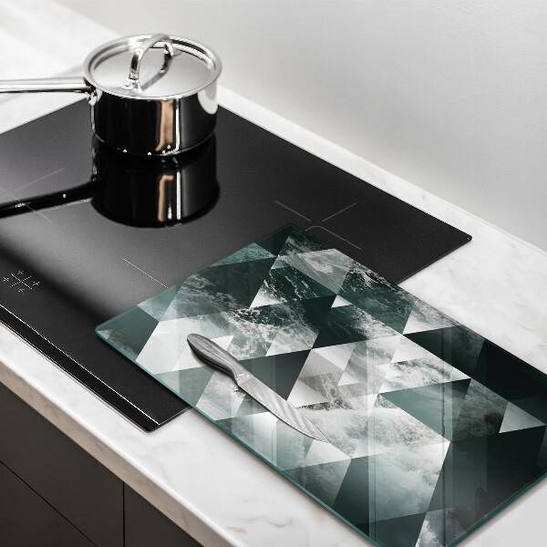 Skleněná deska do kuchyně Trojúhelníky a voda