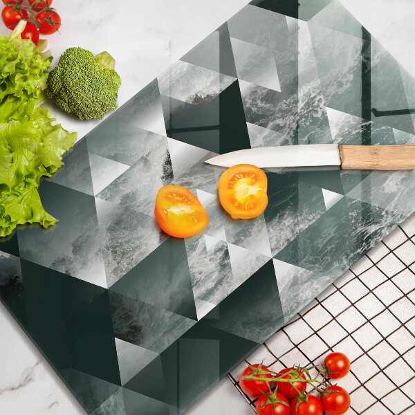 Skleněná deska do kuchyně Trojúhelníky a voda