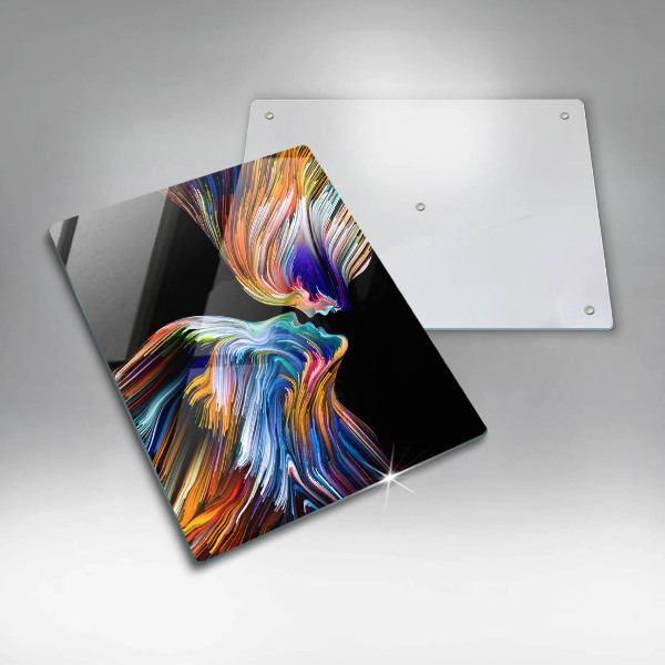 Skleněná deska do kuchyně Polibek abstrakce