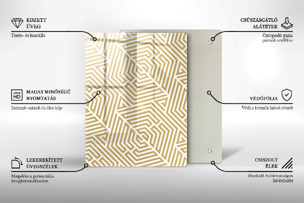 Skleněná deska do kuchyně Zlatá abstrakce