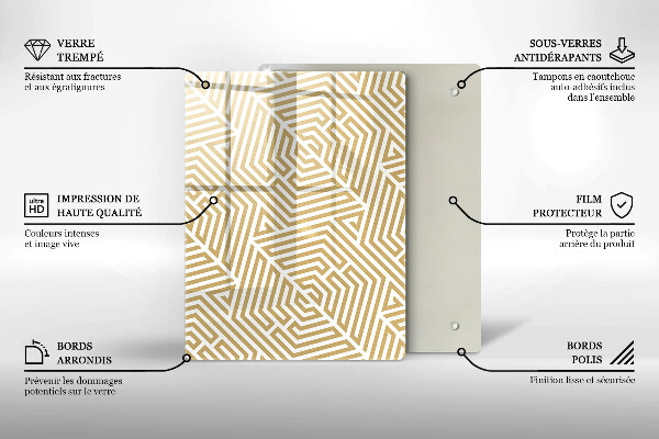 Skleněná deska do kuchyně Zlatá abstrakce