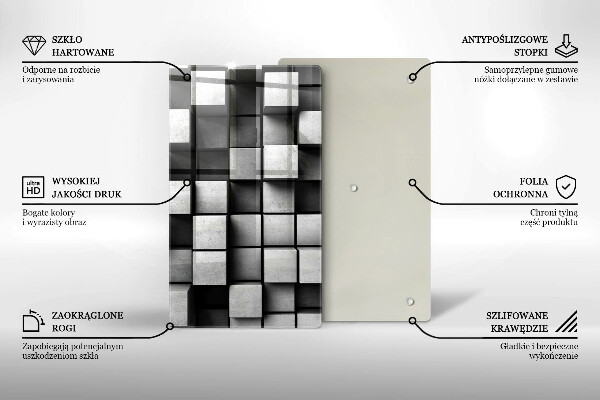 Skleněná deska do kuchyně Abstraktní 3d čtverce