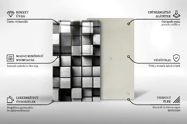 Skleněná deska do kuchyně Abstraktní 3d čtverce