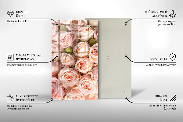 Skleněná deska do kuchyně Kytice jemných růží