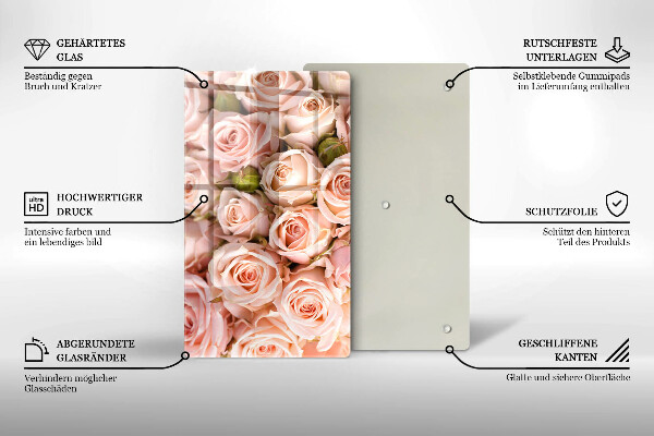 Skleněná deska do kuchyně Kytice jemných růží