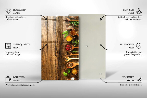 Skleněná deska do kuchyně Dřevěné lžíce koření