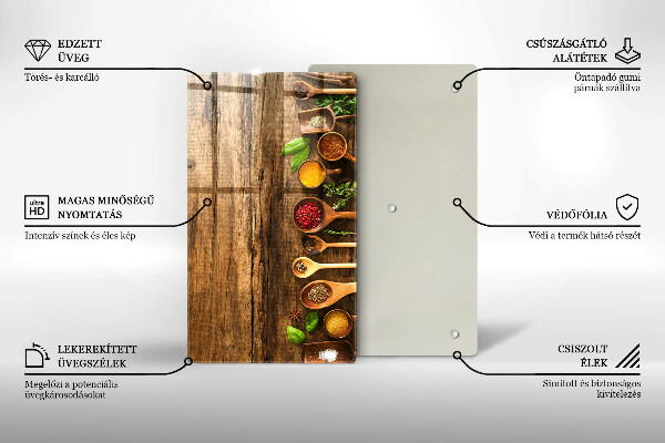 Skleněná deska do kuchyně Dřevěné lžíce koření