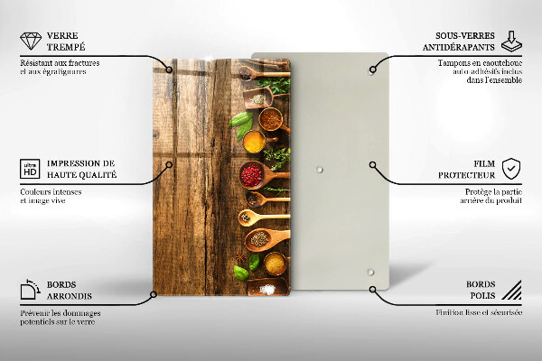 Skleněná deska do kuchyně Dřevěné lžíce koření