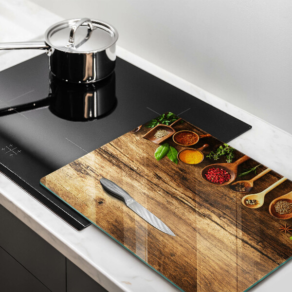 Skleněná deska do kuchyně Dřevěné lžíce koření