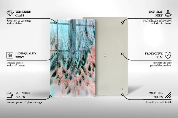 Skleněná deska do kuchyně Boho ptačí peří