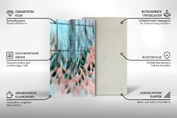 Skleněná deska do kuchyně Boho ptačí peří