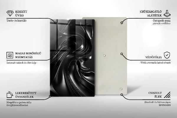 Skleněná krájecí deska Abstraktní černá hmota