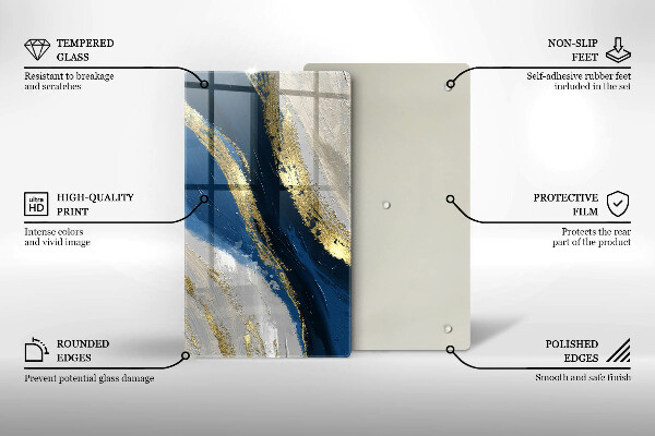 Skleněná krájecí deska Textura se zlatem