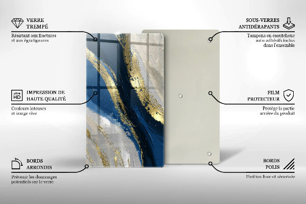 Skleněná krájecí deska Textura se zlatem