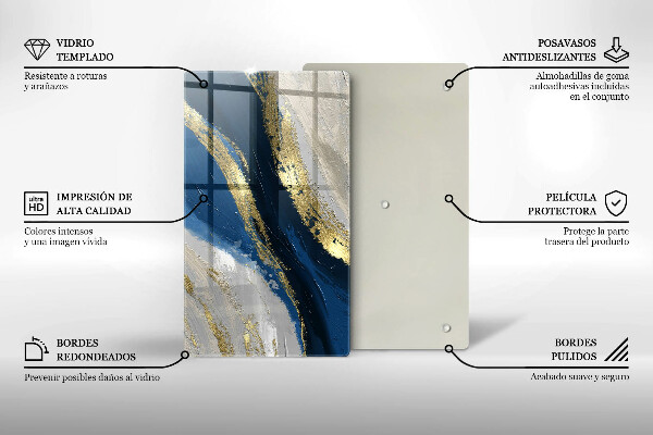 Skleněná krájecí deska Textura se zlatem