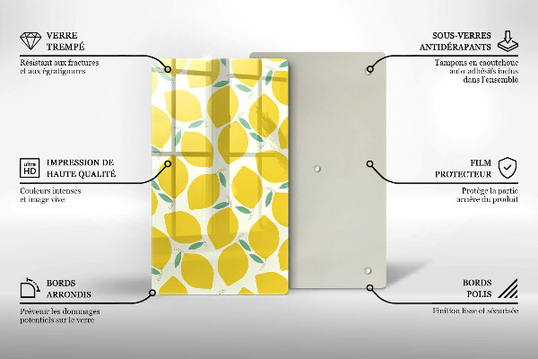 Skleněná deska do kuchyně Kreslené citrony