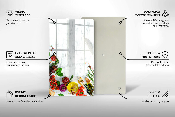 Skleněná deska do kuchyně Zelenina a koření