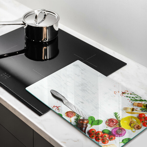 Skleněná deska do kuchyně Zelenina a koření