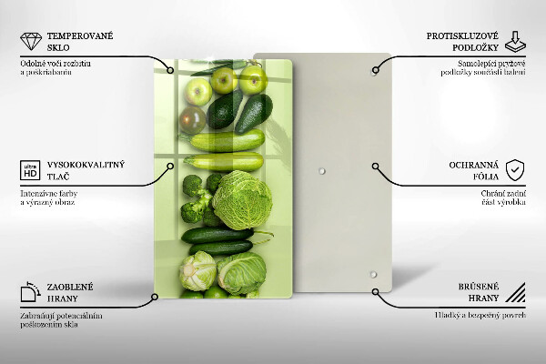 Skleněná deska do kuchyně Zelené ovoce a zelenina