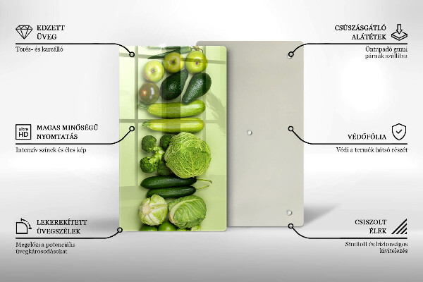 Skleněná deska do kuchyně Zelené ovoce a zelenina