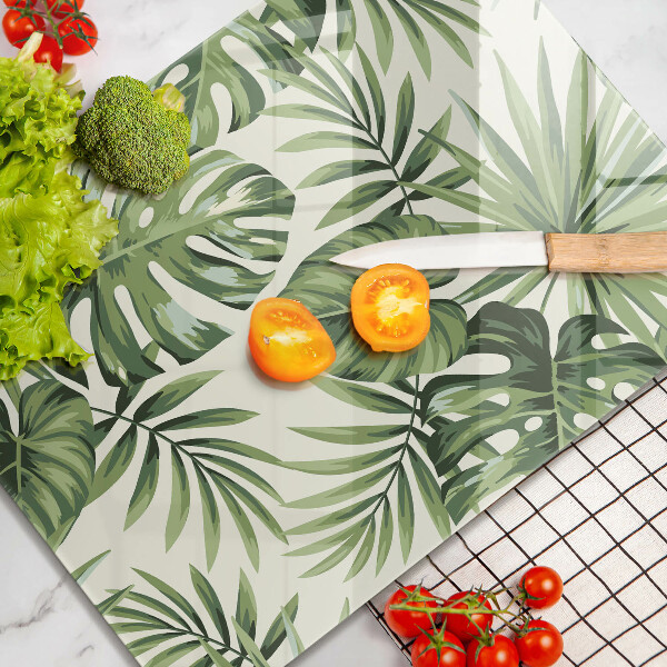 Skleněná deska do kuchyně Ilustrace monstera listy