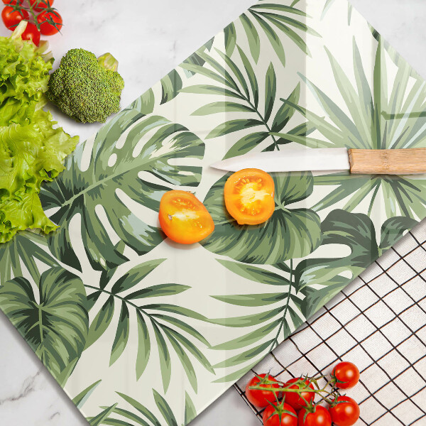 Skleněná deska do kuchyně Ilustrace monstera listy