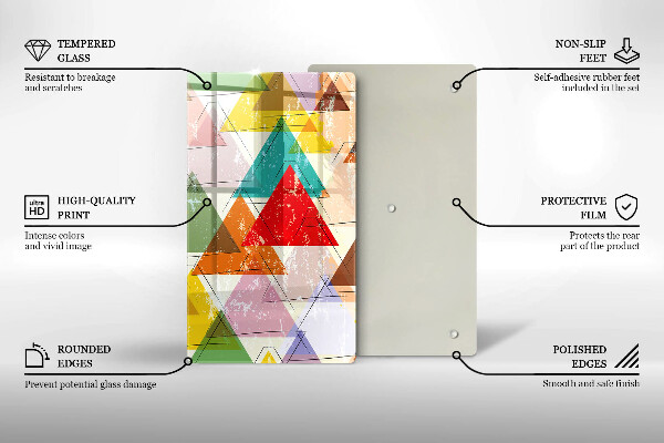 Skleněná deska do kuchyně Malované trojúhelníky