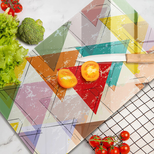 Skleněná deska do kuchyně Malované trojúhelníky