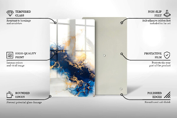 Skleněná krájecí deska Abstrakce s modrou