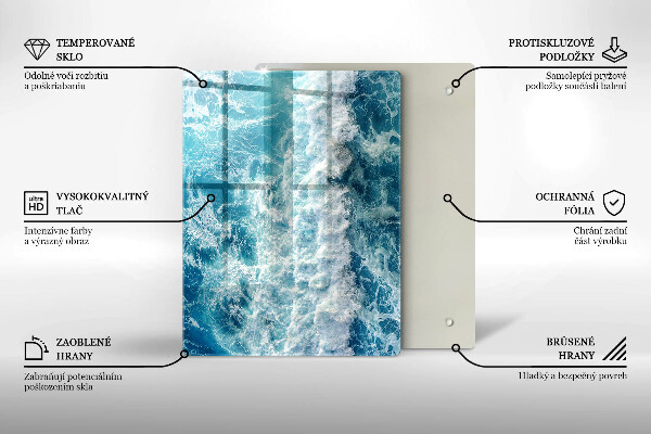 Skleněná krájecí deska Abstrakce s modrou