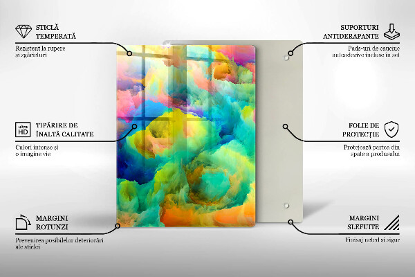 Skleněná krájecí deska Dekorativní listy se zlatem