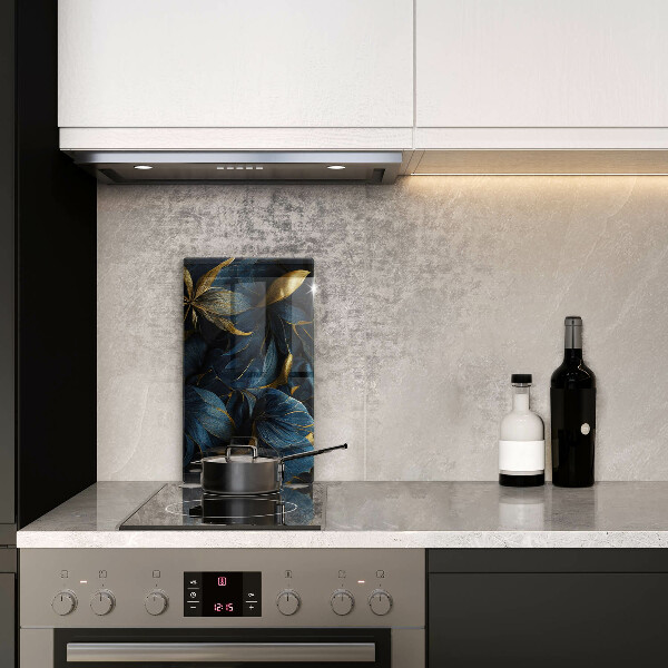 Skleněná krájecí deska Dekorativní listy se zlatem