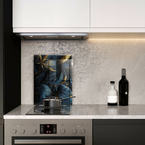 Skleněná krájecí deska Dekorativní listy se zlatem