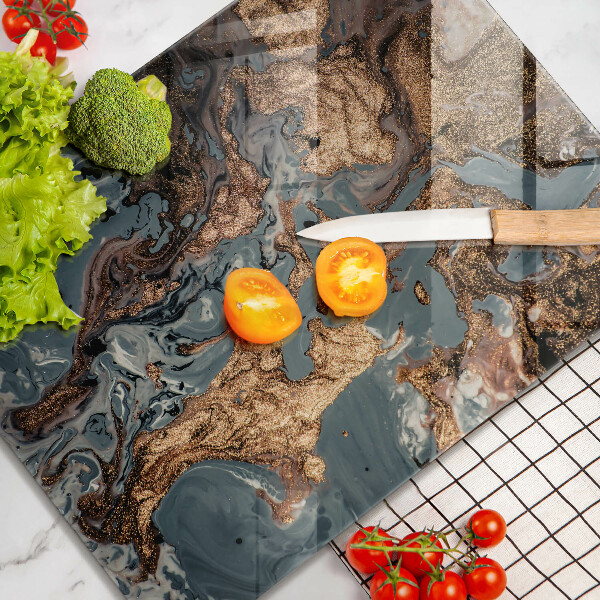 Skleněná deska do kuchyně Dekorativní kámen se zlatem