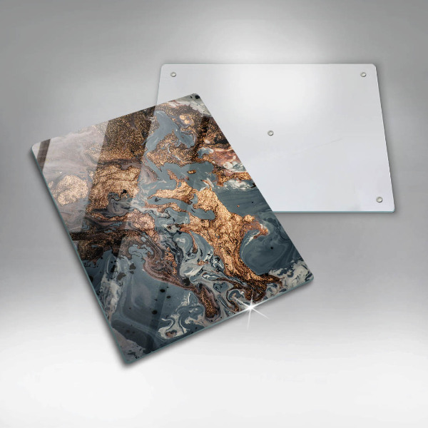 Skleněná deska do kuchyně Dekorativní kámen se zlatem