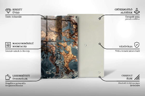 Skleněná deska do kuchyně Dekorativní kámen se zlatem