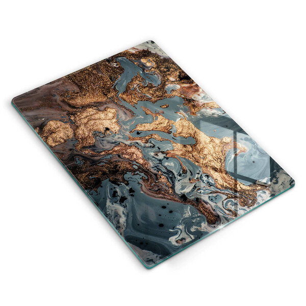 Skleněná deska do kuchyně Dekorativní kámen se zlatem