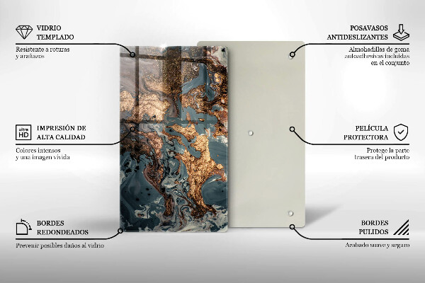 Skleněná deska do kuchyně Dekorativní kámen se zlatem